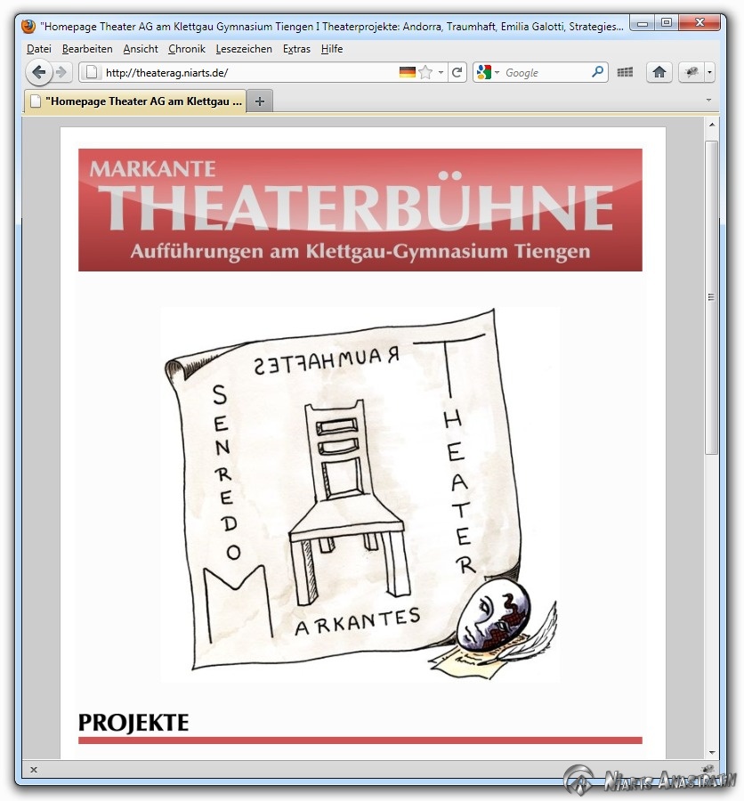 Die Webseite der markanten Theaterbühne im Jahr 2011